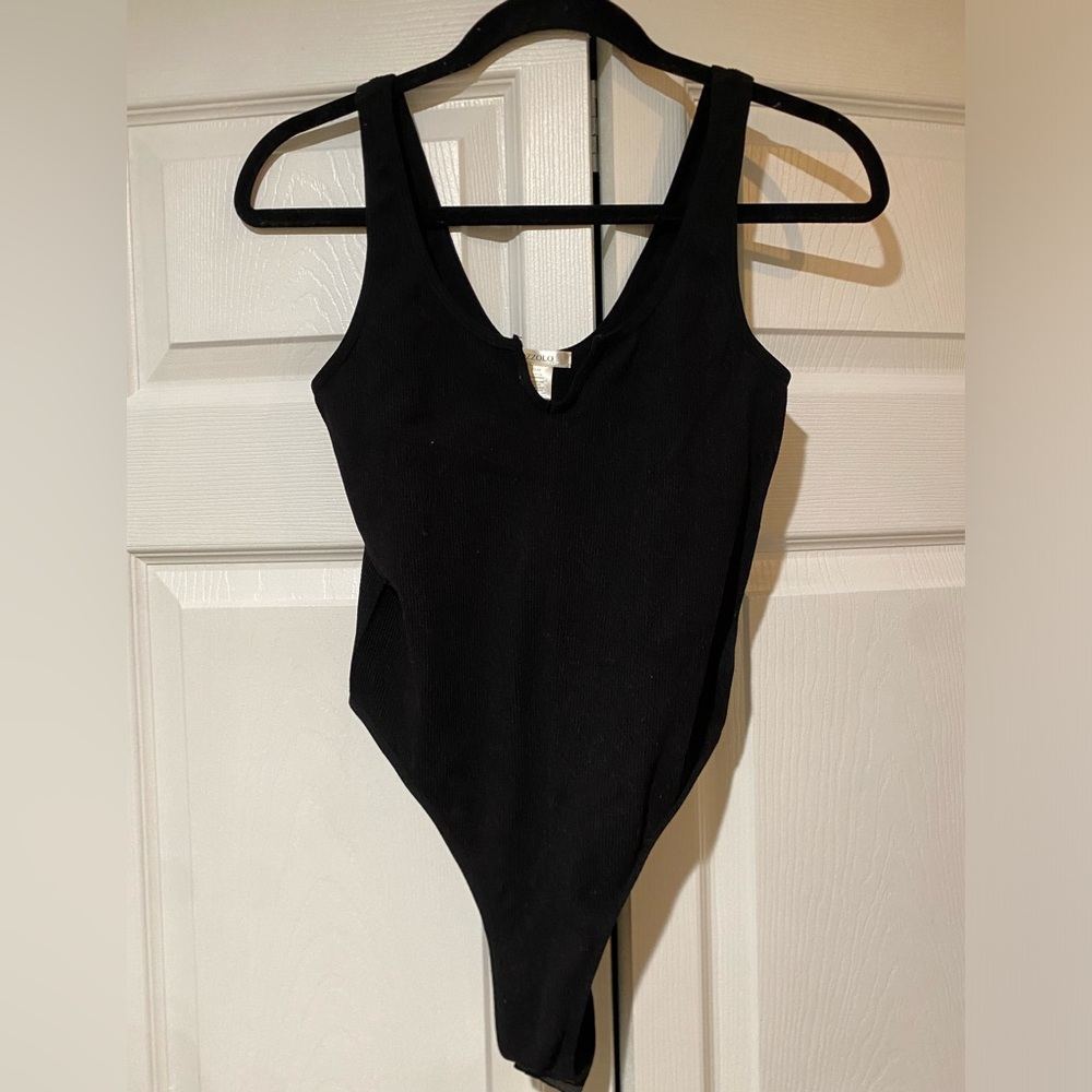 Black v-neck bodysuit